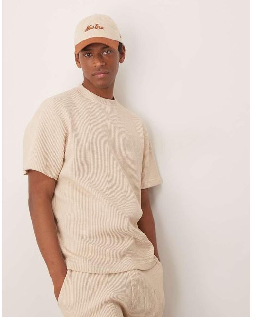 SELECTED Oversized T-Shirt Met Wafelstructuur in het Natural voor heren