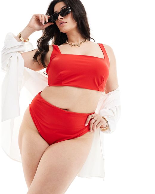 ASOS Red Asos Design Maya Curve High Waist Bikini Bottom