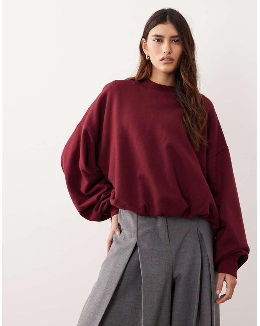 ARRANGE Red Bubble Hem Sweatshirt