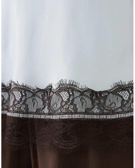 ASOS Brown Satin Lace Trim Longline Cami Top