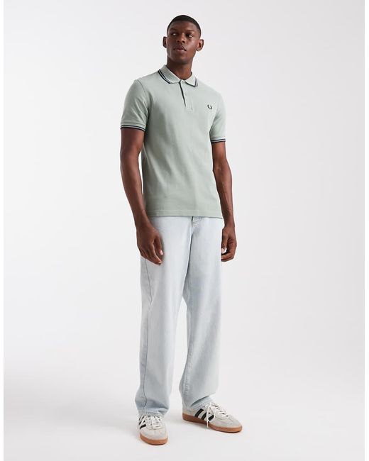 Fred Perry Gray Twin Tipped Polo Shirt for men