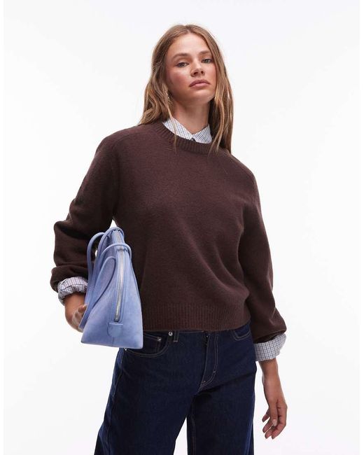 & Other Stories Purple Crew Neck Jumper With Volume Sleeves