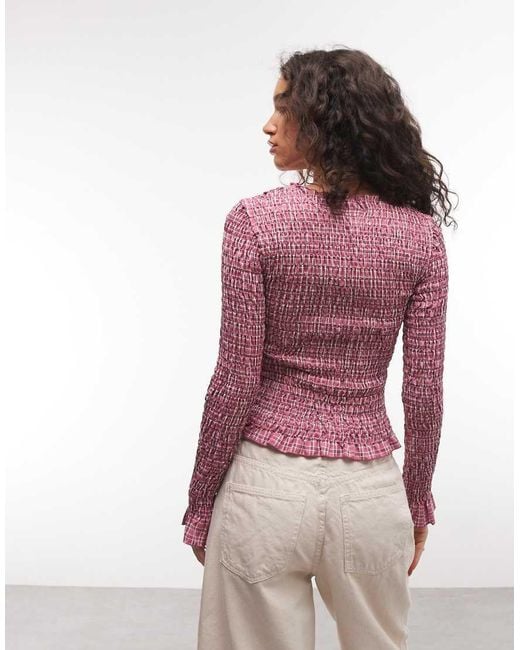 Daisy Street Long Sleeve Shirred Top
