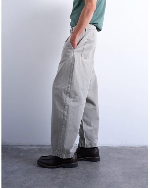 Topman White Herringbone Barrel Trouser for men
