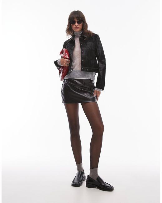 Mango Black Capsule Leather Boxy Jacket