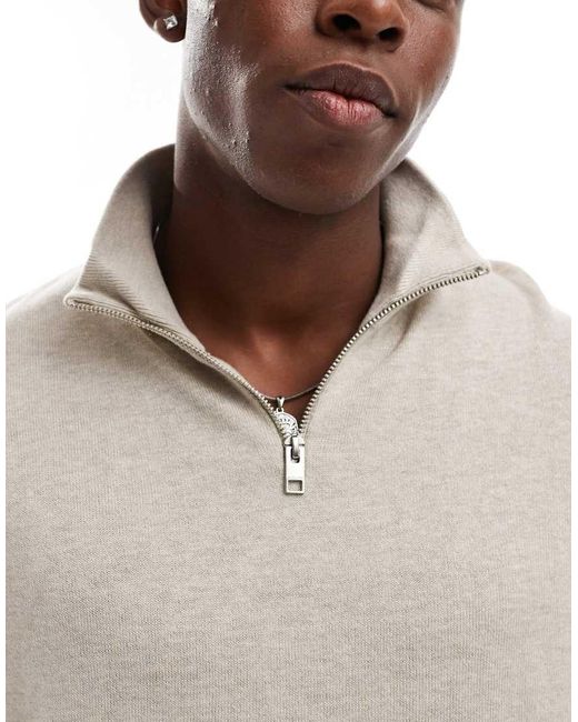 Jack & Jones Gray Knitted Half Zip Jumper for men