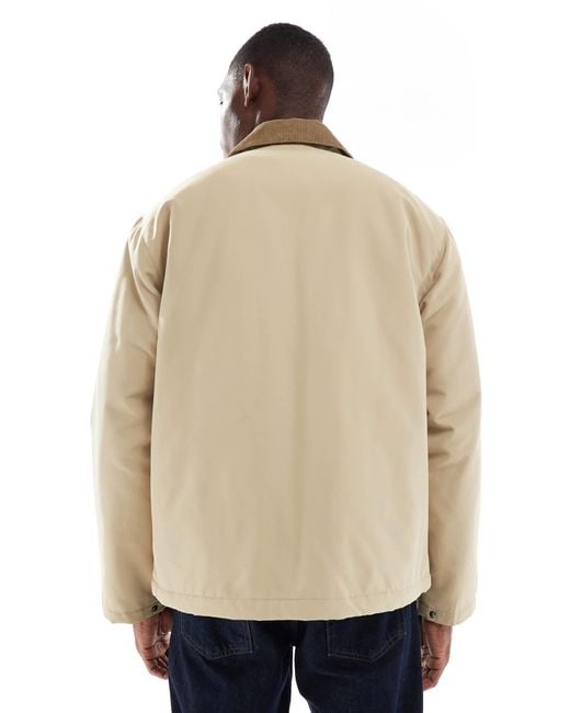 Only & Sons Natural Cord Collar Padded Coach Jacket for men