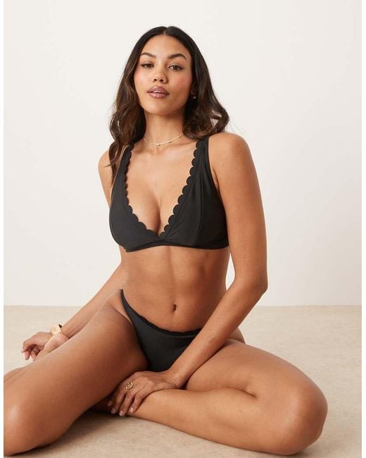 Peek & Beau Brown Fuller Bust Scallop Triangle Bikini Top