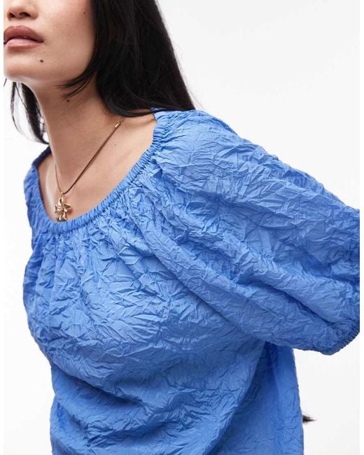 & Other Stories Blouse Met Pofmouwtjes En Gestrikte Achterkant in het Blue