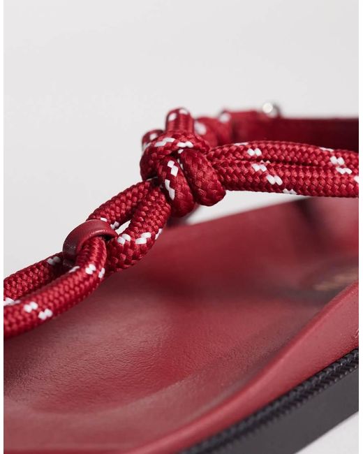 SEQWL Red Rope Strap Thong Sandals