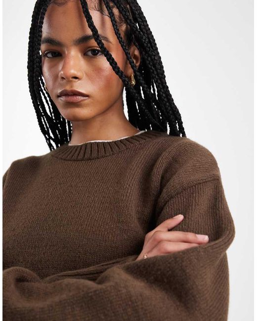 ASOS Brown Knitted Crew Neck Jumper
