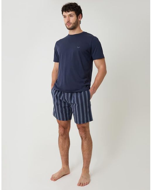 Threadbare Blue Stripe Short Pyjama Set for men