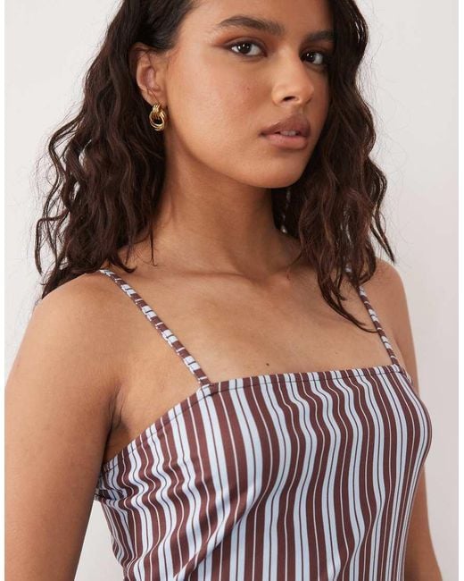 ASOS Purple Cami Square Neck With Side Split Maxi Dress