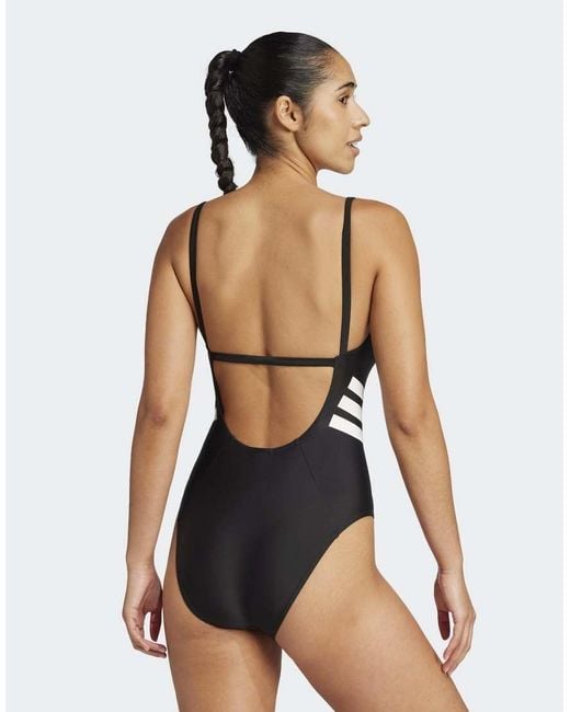 Adidas Originals Black 3-Stripes U-Back Swimsuit