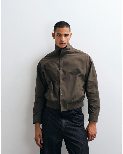 SELECTED Black High Neck Light Bomber Jacket for men