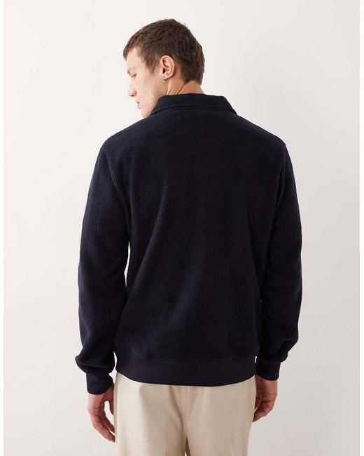 Gant Blue Half Zip Fleece Sweater With Varsity G Logo for men