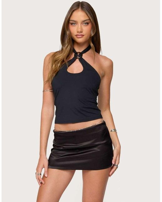 Edikted Blue Halsie Ring Halter Top