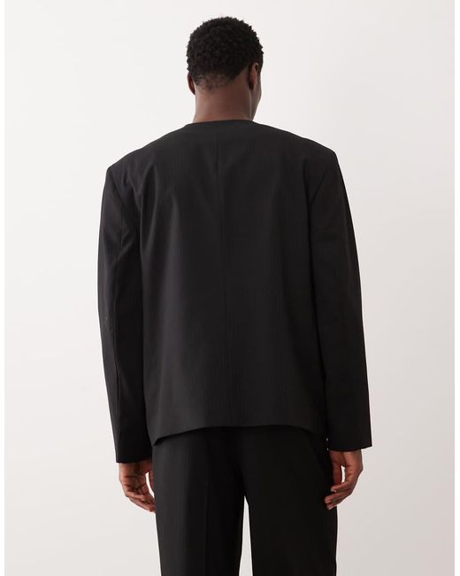ASOS Black Collarless Boxy Suit Jacket for men