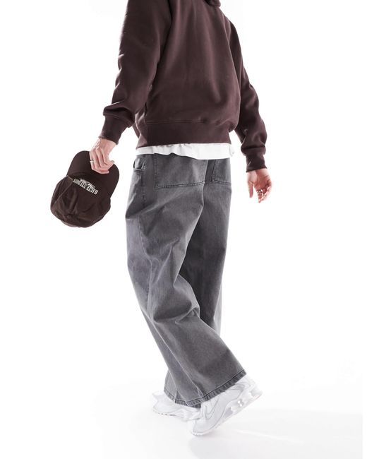 ASOS Black Super Baggy Canvas Trouser With Double Pocket Detail for men