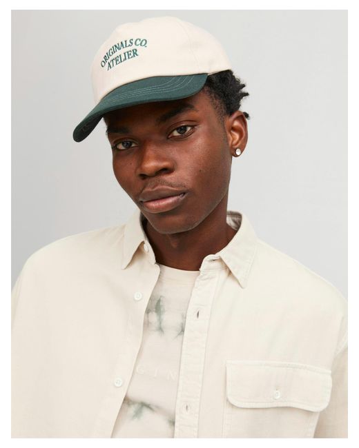 Jack & Jones White 5 Panel Cap With Embroidered Logo for men