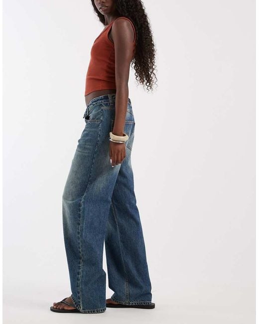 ASOS Blue Fold Over Waistband Jeans