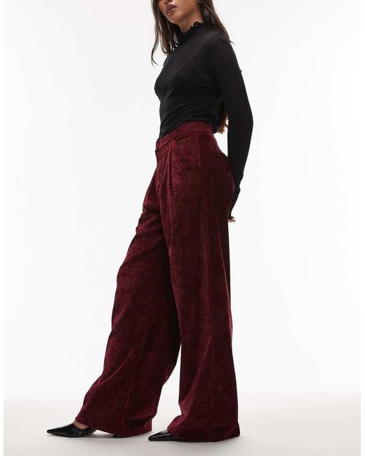 ASOS Purple Textu Velvet Wide Leg Trouser