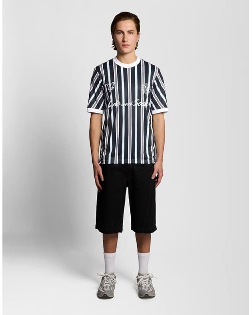 Lyle & Scott Blue Ss T-Shirts Prep Stripe Football Shirt for men