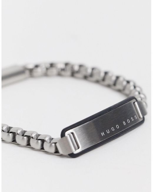 BOSS by Hugo Boss Blue Chain Bracelet With Id Tag for men