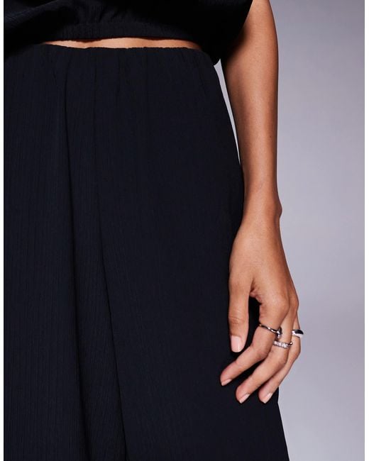 ASOS Blue Tailored Wide Leg Crinkle Textured Trousers Co-Ord