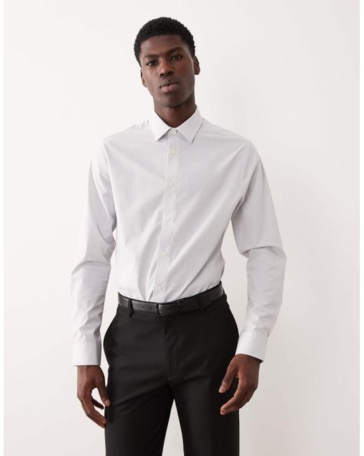 ASOS White Slim Fit Dress Shirt With Raised Texture for men