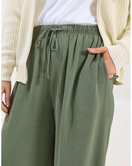 Yours Clothing Green Twill Wide Leg Trousers