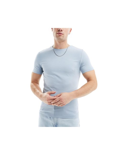 ASOS Blue 3 Pack Muscle Fit Crew Neck T-shirt for men