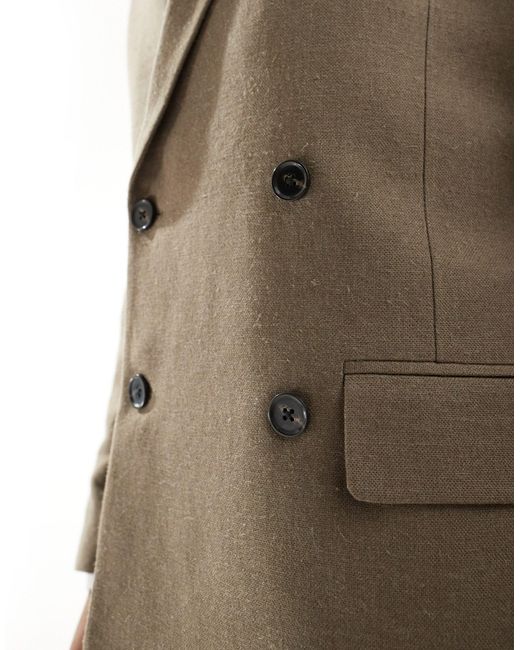 Abercrombie & Fitch – zweireihiger blazer aus leinenmix in Brown für Herren