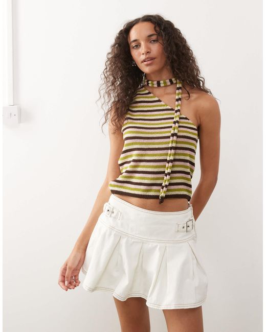 Reclaimed (vintage) Multicolor – gestricktes tanktop mit one-shoulder-träger, em muster und passendem schal