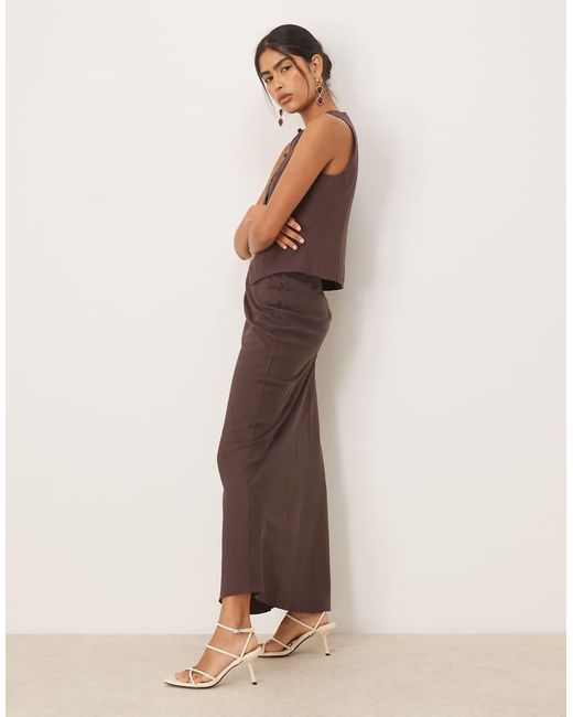 Mango Natural Linen Blend Maxi Skirt Co-ord With Side Knot