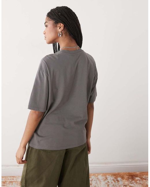 Noisy May Gray Boxy T-shirt Fit With Breakfast Graphic