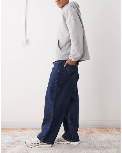 ICECREAM Blue Triple Scoop Running Dog Loose Fit Denim Jeans for men