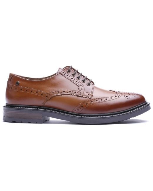 Base London Brown Tanner Brogue Shoe for men