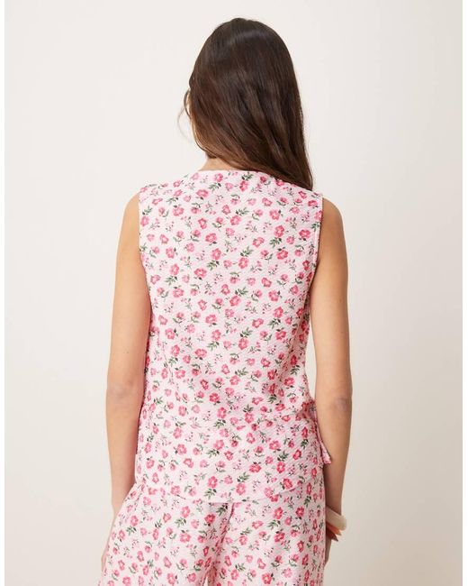 ASOS Pink Tie Front Frilly Vest