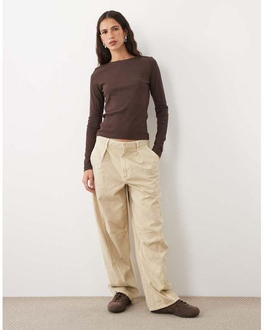 JJ Rebel Brown Ribbed Long Sleeved Top