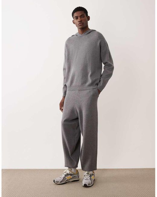 ASOS Gray Oversized Knitted Cuffed Joggers for men