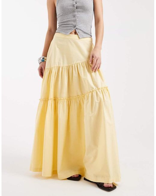 ASOS Metallic Asymmetric Tiered Boho Maxi Skirt