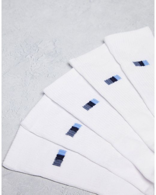 Jack & Jones White 5 Pack Socks With Flag Print for men