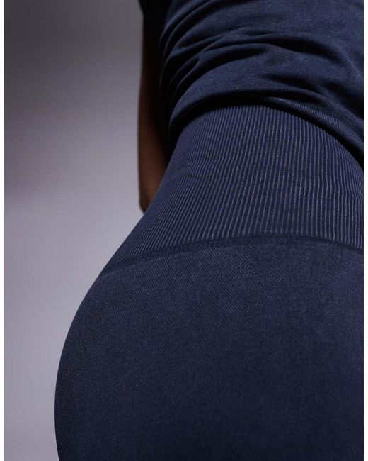 4505 Naadloze Leggingshort Met Hoge Taille in het Blue