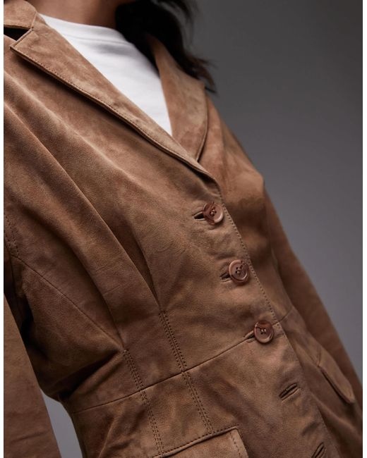 Urbancode Natural Drop Shoulder Oversized Suede Blazer Jacket