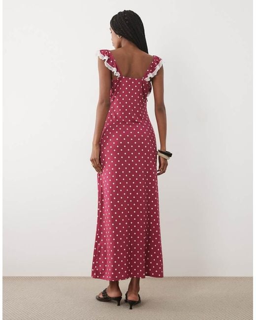 Miss Selfridge Red Flutter Strap Cami Maxi Dress
