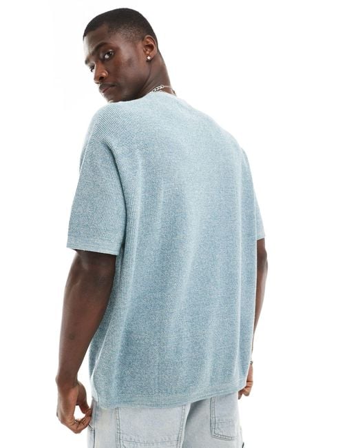 ASOS Blue Knitted Crew Neck T-shirt for men