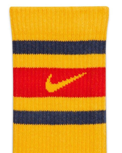 Nike Yellow Retro Log Everyday Plus 3 Pack Logo Socks for men