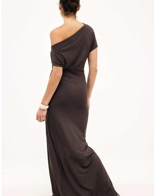 NA-KD Black Soft Line Draped Maxi Dress