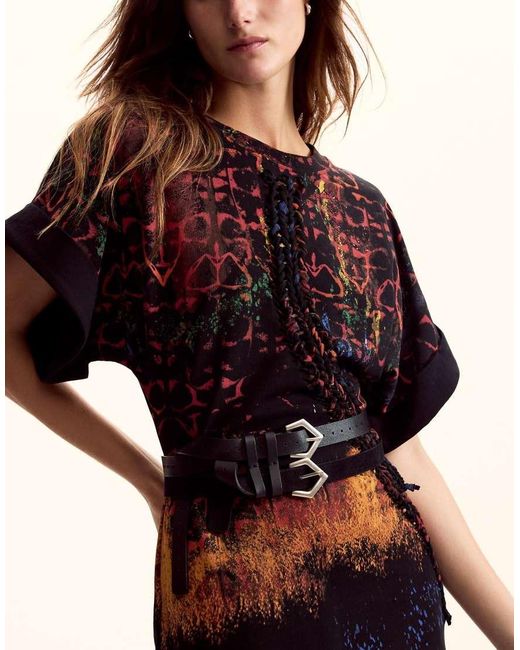 Desigual Black Double Leather Belt